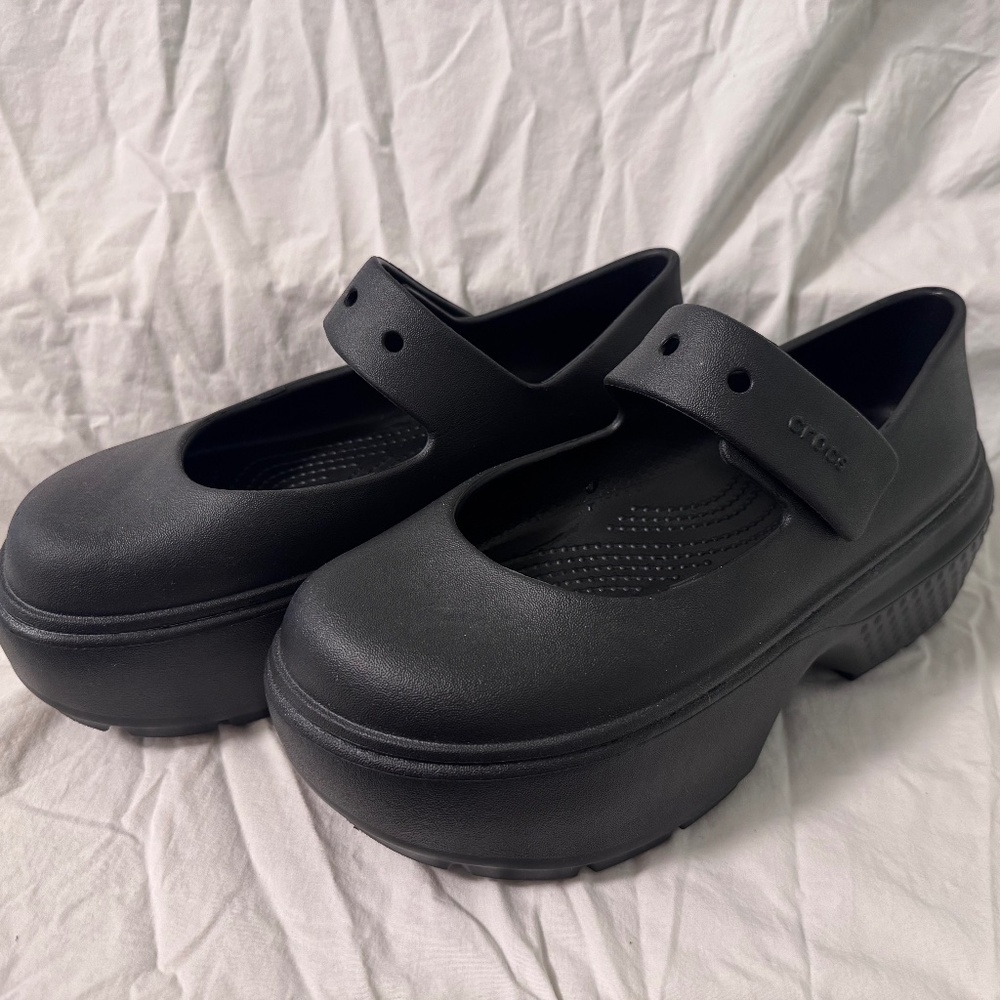 CROCS Black Platform Mary Jane Clogs